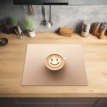Herdabdeckplatte - Kaffee - Milchschaum - Lächeln - Beige