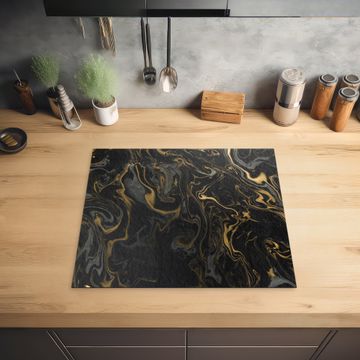 Herdabdeckplatte - Goldene Flüsse in schwarzem Marmor