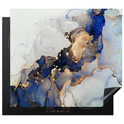 Herdabdeckplatte - Blaue Träume und goldene Adern