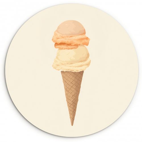 Runde Bilder - Minimalist - Schaufel Eiscreme - Horn - Beige