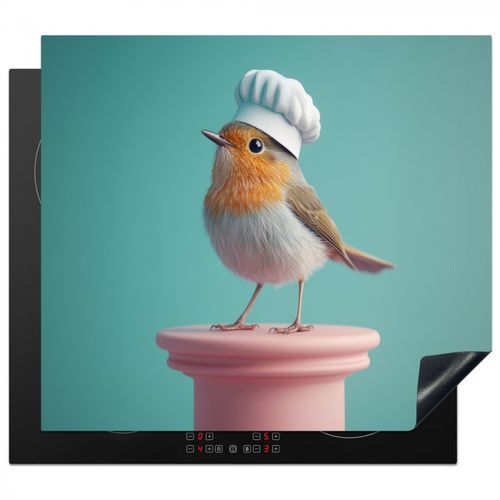 Herdabdeckplatte - Rotkehlchen - Vogel - Kochmütze - Sockel