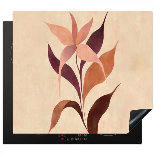Herdabdeckplatte - Minimalistisch - Blume - Blätter - Beige