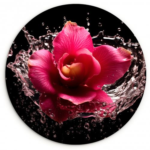 Runde Bilder - Blumen - Rosa - Wasser - Schwarz - Botanisch - Natur