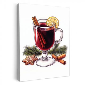 Leinwandbilder - Wein - Trinken - Glühwein - Winter - Illustration - Weihnachten