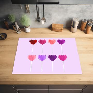 Herdabdeckplatte - Lutscher - Herz - Rosa - Bonbon