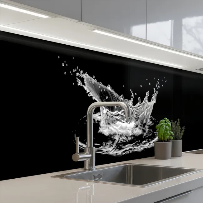 Küchenrückwand - Wasser - Splash - Wasser - Schwarz