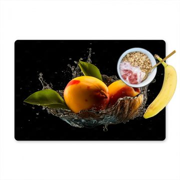 Tischset - Mango - Frucht - Wasser - Schwarz - Blatt - 6 Stück