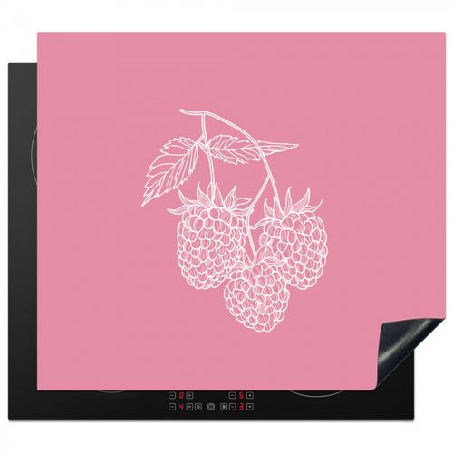 Herdabdeckplatte - Himbeeren - Stiel - Gezeichnet - Rosa