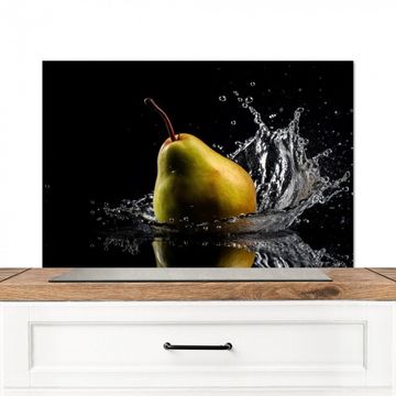 Spritzschutz Küche - Birne - Obst - Wasser - Schwarz