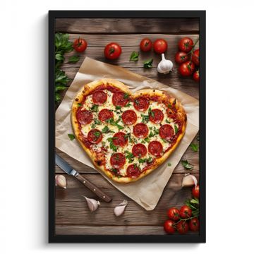 Bilder mit Rahmen - Pizza - Herz - Peperoni - Tomate