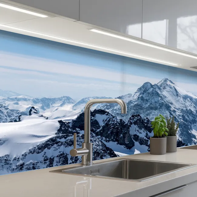 Landschap - Bergen - Sneeuw - Wit keuken achterwand 2 middel -3d_schuin
