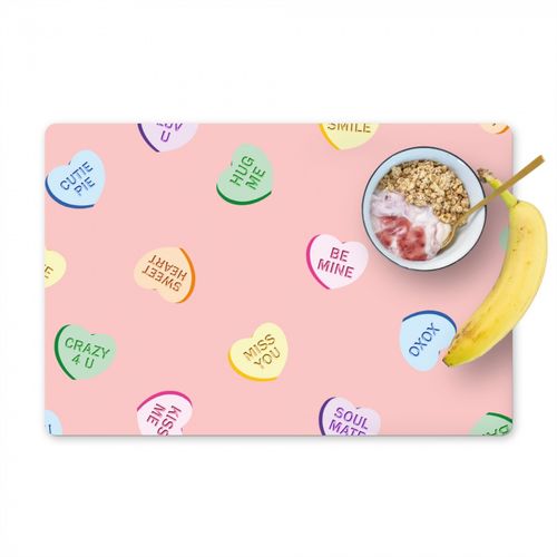 Tischset - Herz - Bonbon - Pastell - Text - 6 Stück