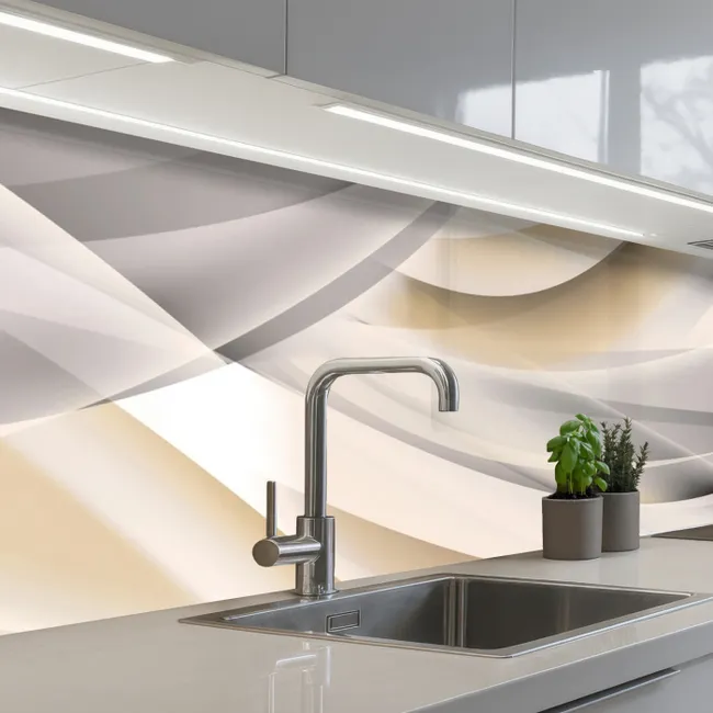 Küchenrückwand - Wellen - Abstrakt - Beige