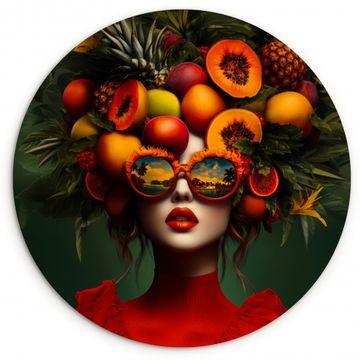 Runde Bilder - Frau - Früchte - Papaya - Ananas