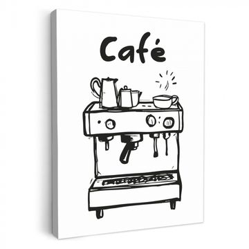 Leinwandbilder - Illustration - Cafe - Kaffeemaschine - Tassen