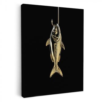 Leinwandbilder - Gold - Fisch - Haken - Schwarz