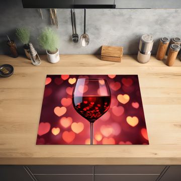 Herdabdeckplatte - Rot - Wein - Herzen
