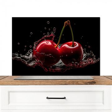 Spritzschutz Küche - Kirsche - Rot - Frucht - Wasser - Schwarz