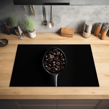 Herdabdeckplatte - Kaffeebohnen - Löffel - Schwarz