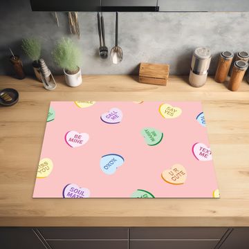 Herdabdeckplatte - Herz - Bonbon - Pastell - Text