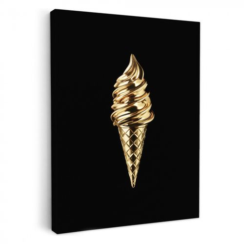 Leinwandbilder - Eiscreme - Gold - Schwarz - Lebensmittel
