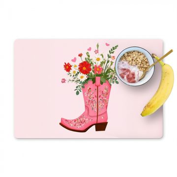 Tischset - Cowboystiefel - Rosa - Strauß - Blumen - 6 Stück