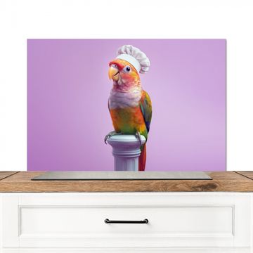 Spritzschutz Küche - Papagei - Kochmütze - Säule - Vogel