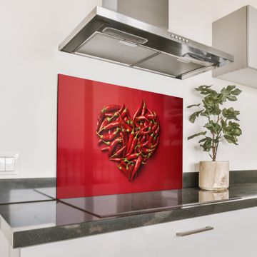 Spritzschutz Küche - Paprika - Rot - Herz