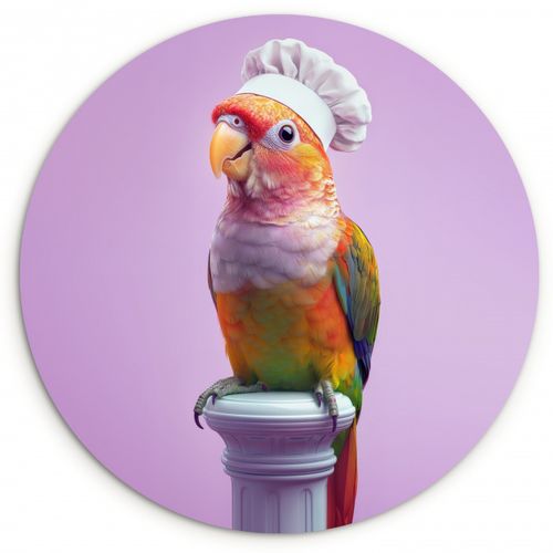 Runde Bilder - Papagei - Kochmütze - Säule - Vogel