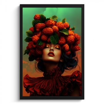 Bilder mit Rahmen - Frau - Himbeeren - Blätter
