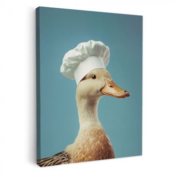 Leinwandbilder - Ente - Kochmütze - Süß - Vogel