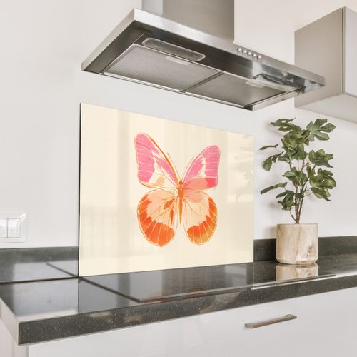 Spritzschutz Küche - Orange - Schmetterling - Minimalistisch