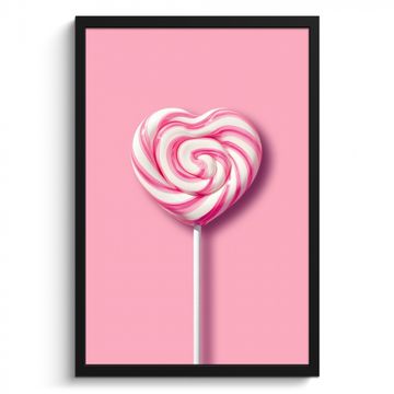 Bilder mit Rahmen - Süßigkeit - Lutscher - Herz - Rosa