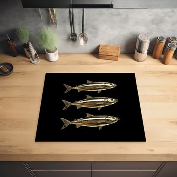 Herdabdeckplatte - Fische - Gold - Schwarz