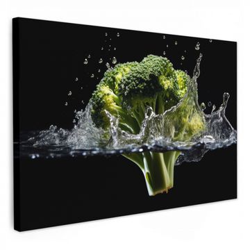 Leinwandbilder - Brokkoli - Grün - Wasser - Schwarz