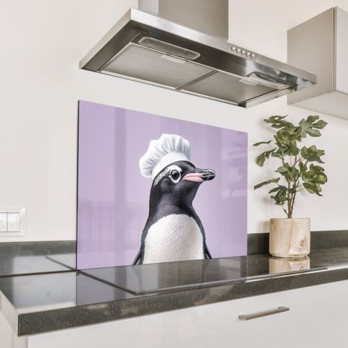 Spritzschutz Küche - Pinguin - Kochmütze - Süß - Lila