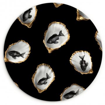 Runde Bilder - Austern - Schwarz - Fisch - Gold