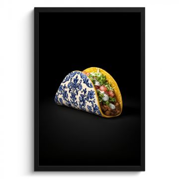Bilder mit Rahmen - Taco - Fleisch - Salat - Delfter Blau - Motiv