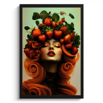 Bilder mit Rahmen - Frau - Erdbeeren - Krone