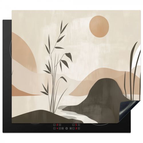 Herdabdeckplatte - Japandi - Landschaft - Beige