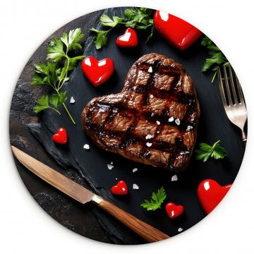 Runde Bilder - Steak - Herz - Besteck
