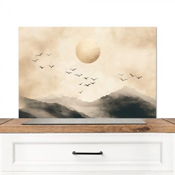 Spritzschutz Küche - Landschaft - Japandi - Vogel