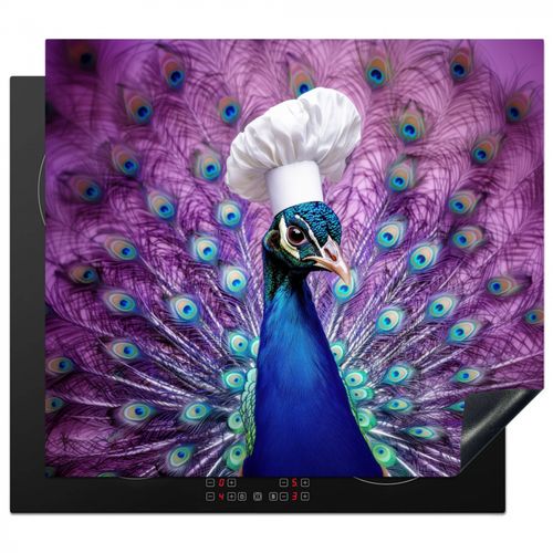 Herdabdeckplatte - Pfau - Kochmütze - Cool - Lila