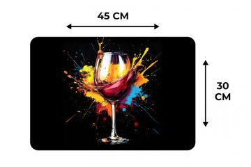 Tischset - Wein - Glas - Graffiti - Getränk - Rot - Farbe - 6 Stück