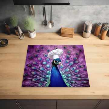 Herdabdeckplatte - Pfau - Kochmütze - Cool - Lila