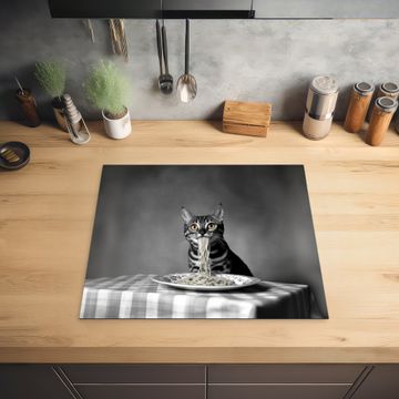 Herdabdeckplatte - Bengalisch - Katze - Tischtuch - Schwarz - Weiß - Tier
