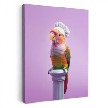 Leinwandbilder - Papagei - Kochmütze - Säule - Vogel