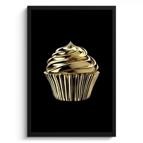 Bilder mit Rahmen - Cupcake - Lebensmittel - Gold - Schwarz