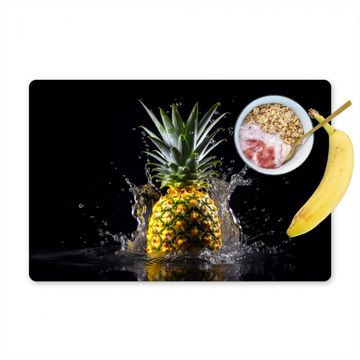 Tischset - Ananas - Obst - Wasser - Pflanzen - Schwarz - 6 Stück
