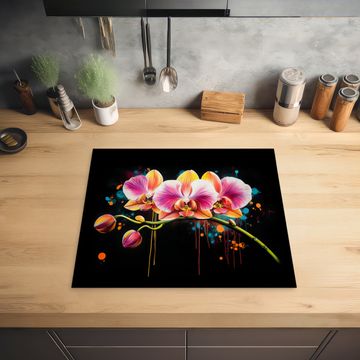 Herdabdeckplatte - Orchidee - Graffiti - Farbenfroh - Blumen - Abstrakt
